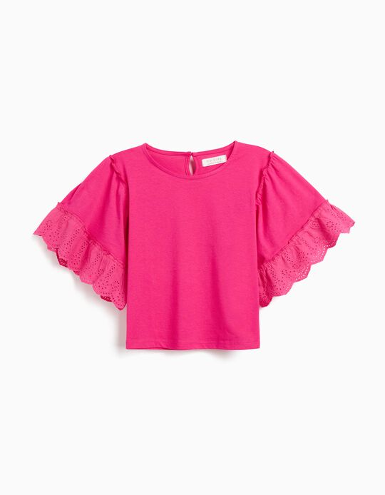 Comprar Online T-shirt Bordada, Menina, Rosa Escuro 