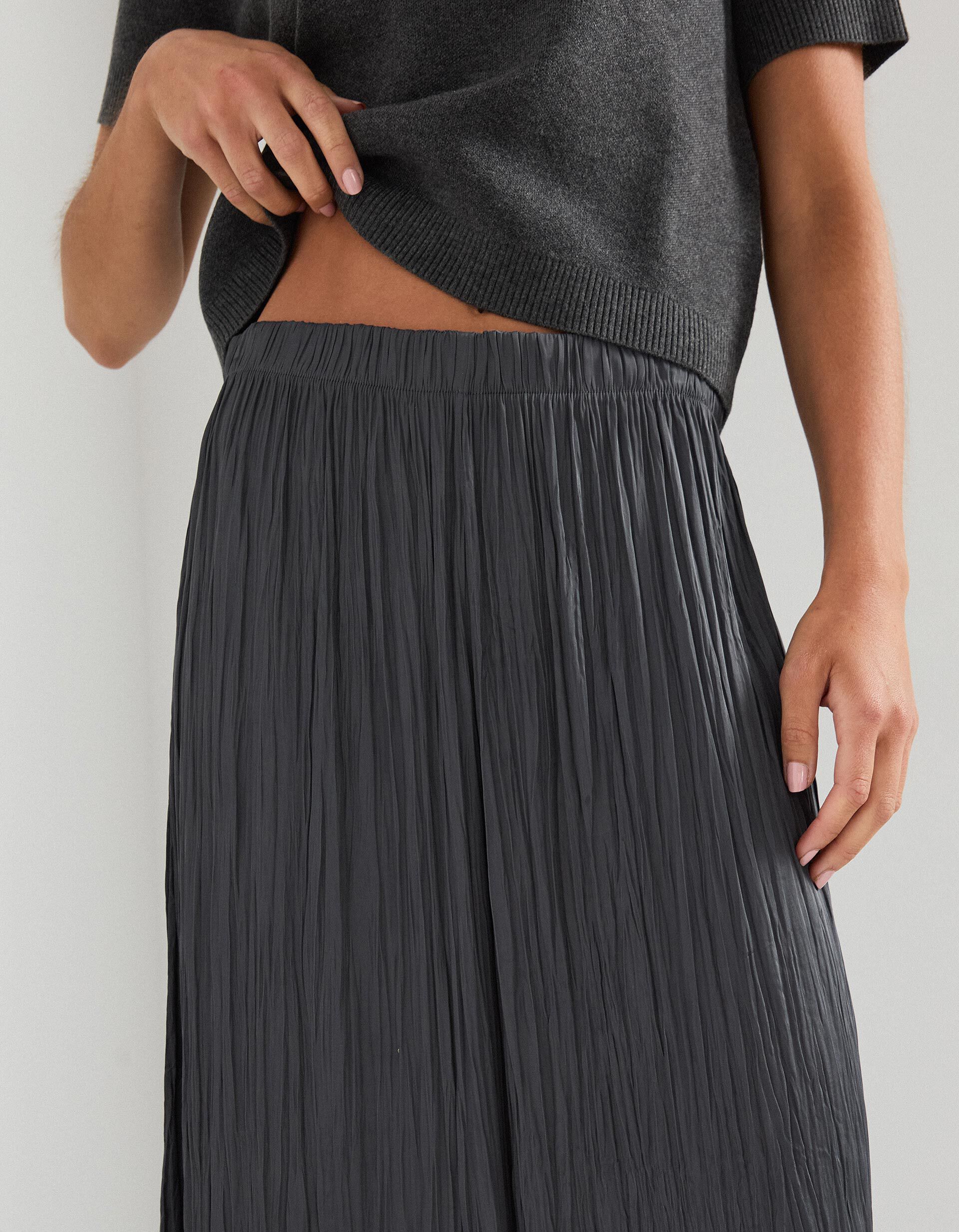 Comprar Online Saia Comprida de Cetim, Mulher, Cinzento Escuro