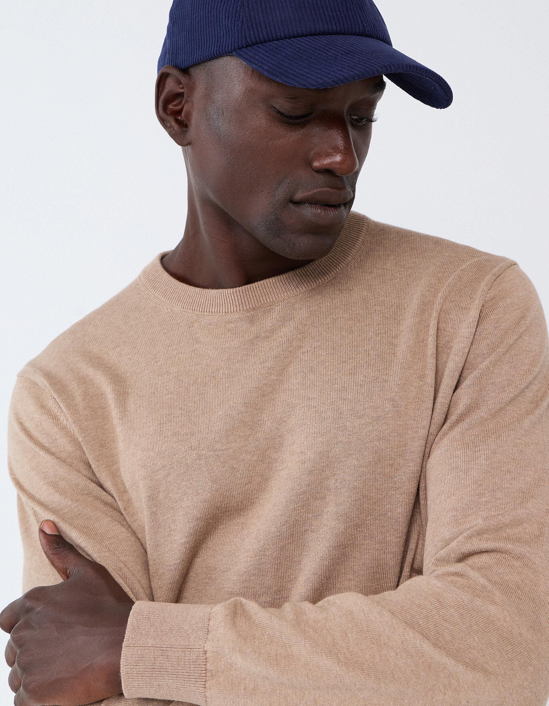 Comprar Online Camisola Com Caxemira, Homem, Bege Escuro