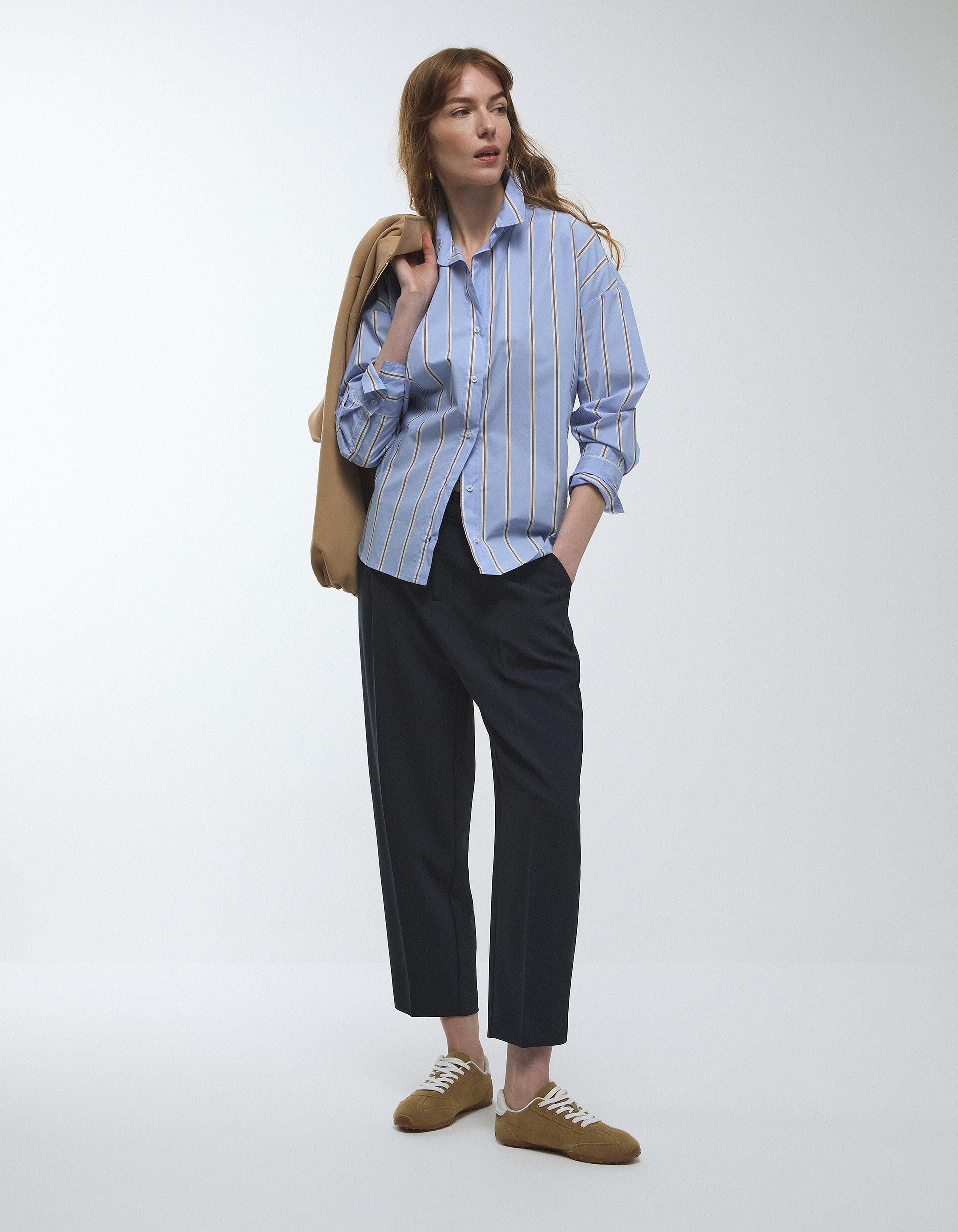 Comprar Online Camisa &agrave;s Riscas, Mulher, Azul