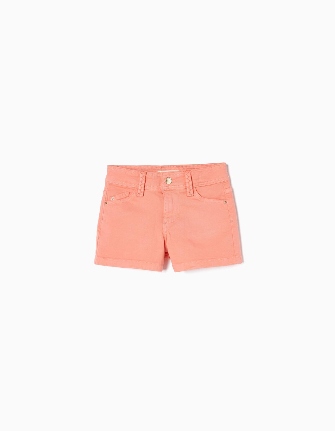 Cotton Twill Shorts for Girls, Coral