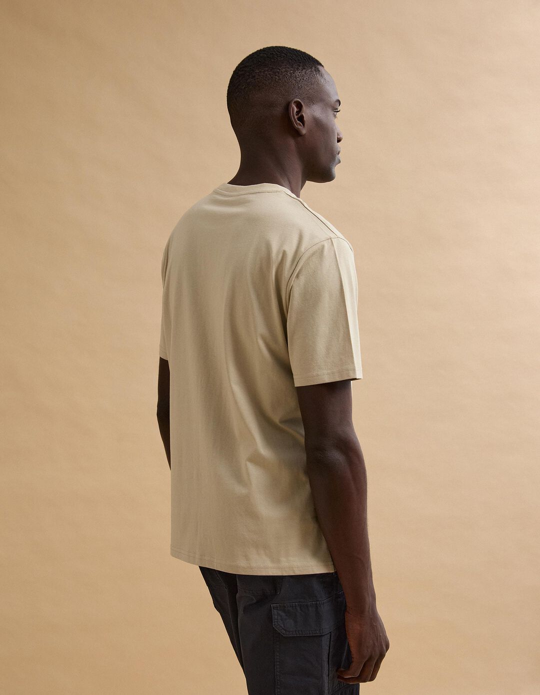 T-shirt Jersey Estampado, Homem, Bege