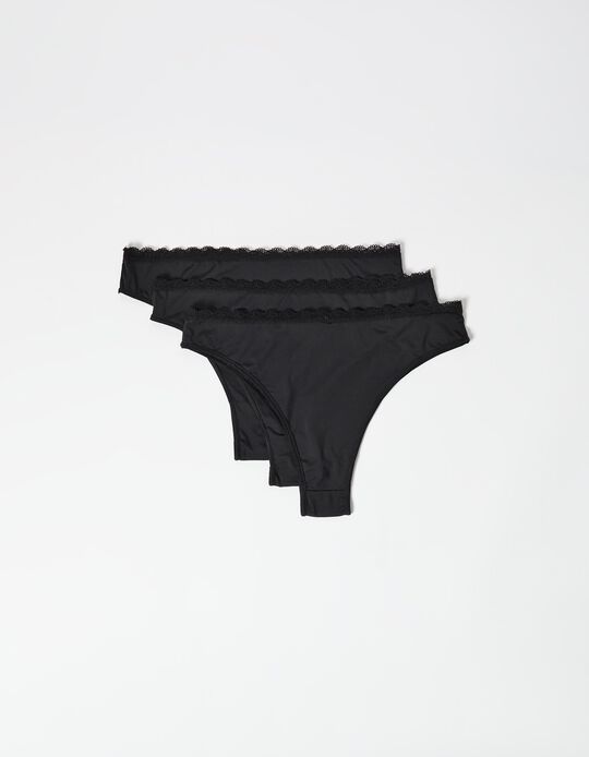 Comprar Online Pack 3 Cuecas Brasileiras de Microfibra, Mulher, Preto