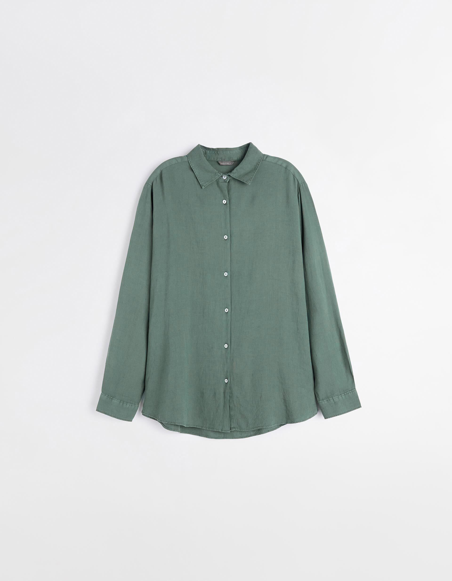 Comprar Online Camisa com Linho, Mulher, Verde Escuro