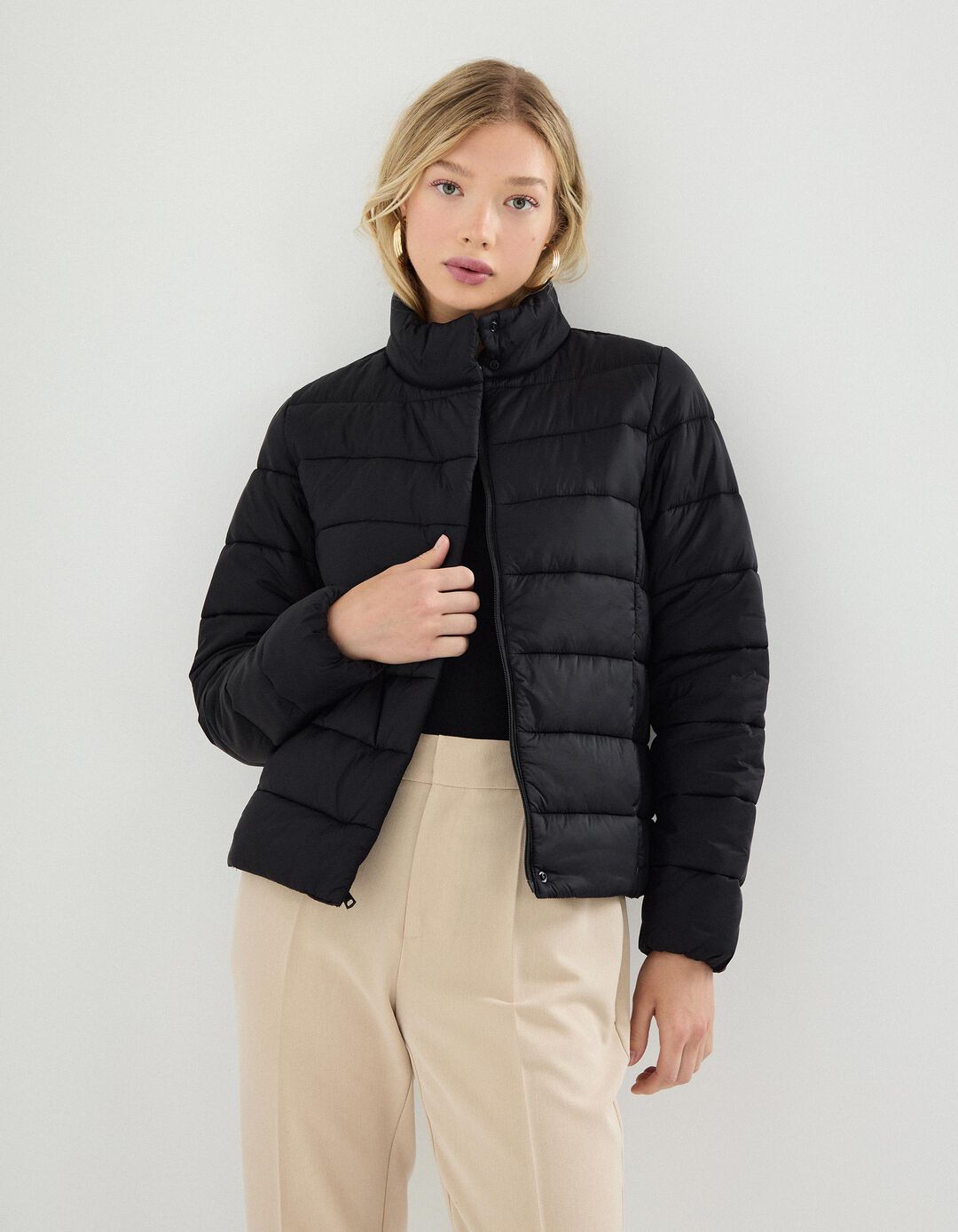 Casaco Acolchoado, Mulher, Preto