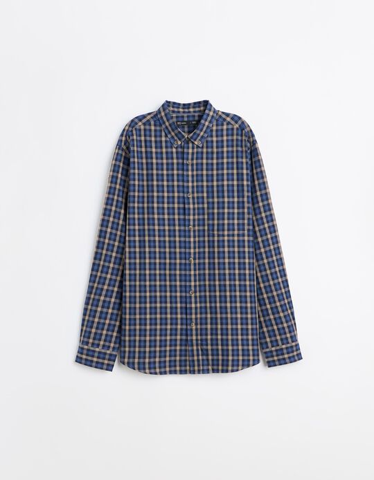 Comprar Online Camisa Xadrez, Homem, Azul