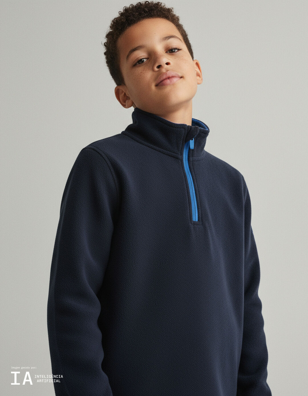 Camisola Polar com Fecho, Menino, Azul Escuro