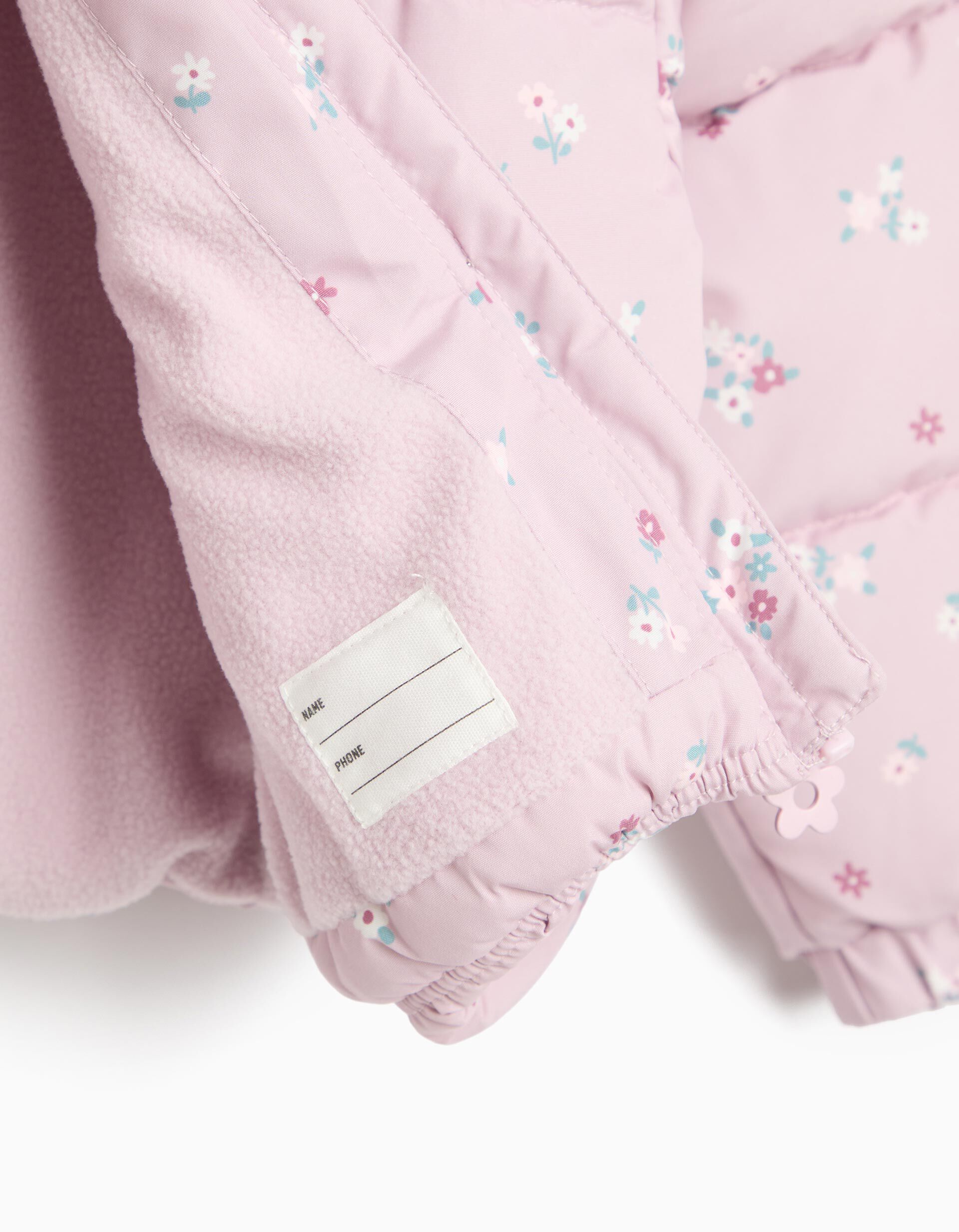 Comprar Online Casaco Acolchoado &Agrave;s Flores, Menina, Rosa Claro