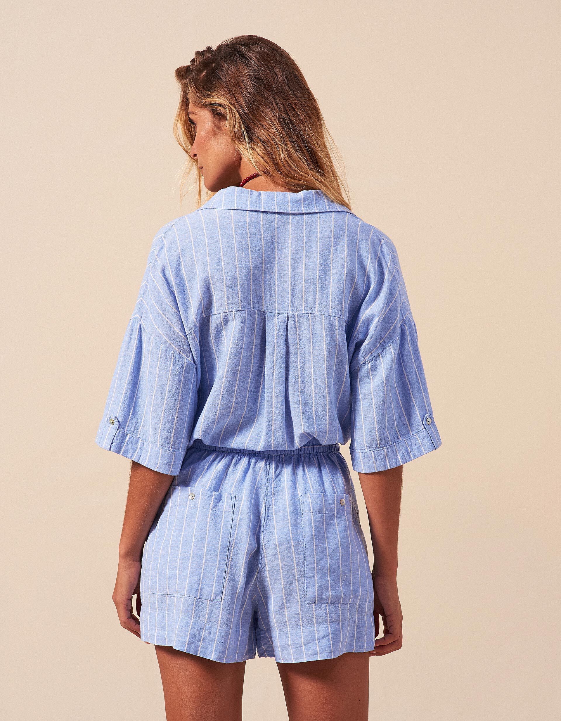 Comprar Online Cal&ccedil;&otilde;es com Linho, Mulher, Azul