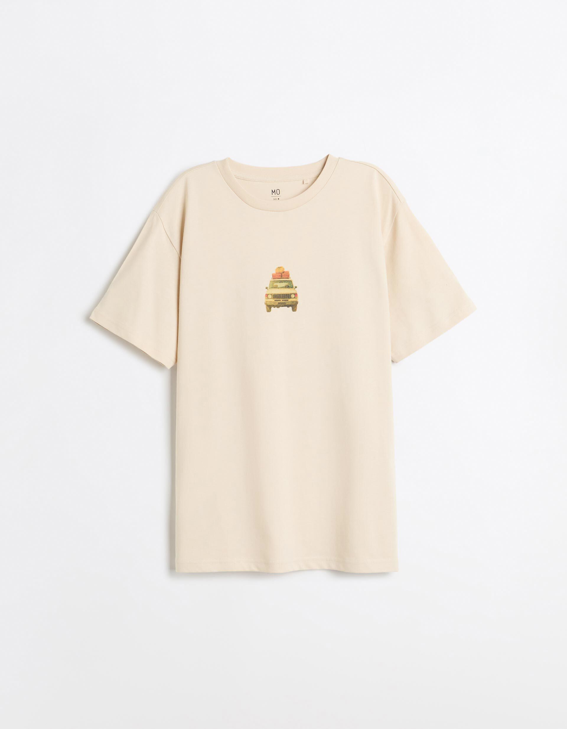 Comprar Online T-shirt Jersey Estampada, Homem, Bege Claro