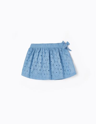 Cotton Skort with English Embroidery for Girls 'You&Me', Blue