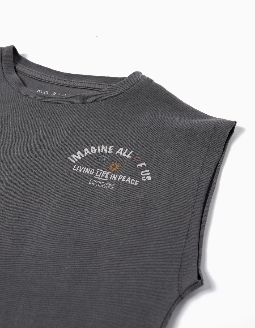 T-shirt sem Mangas 'Peace Language', Menina, Cinzento Escuro