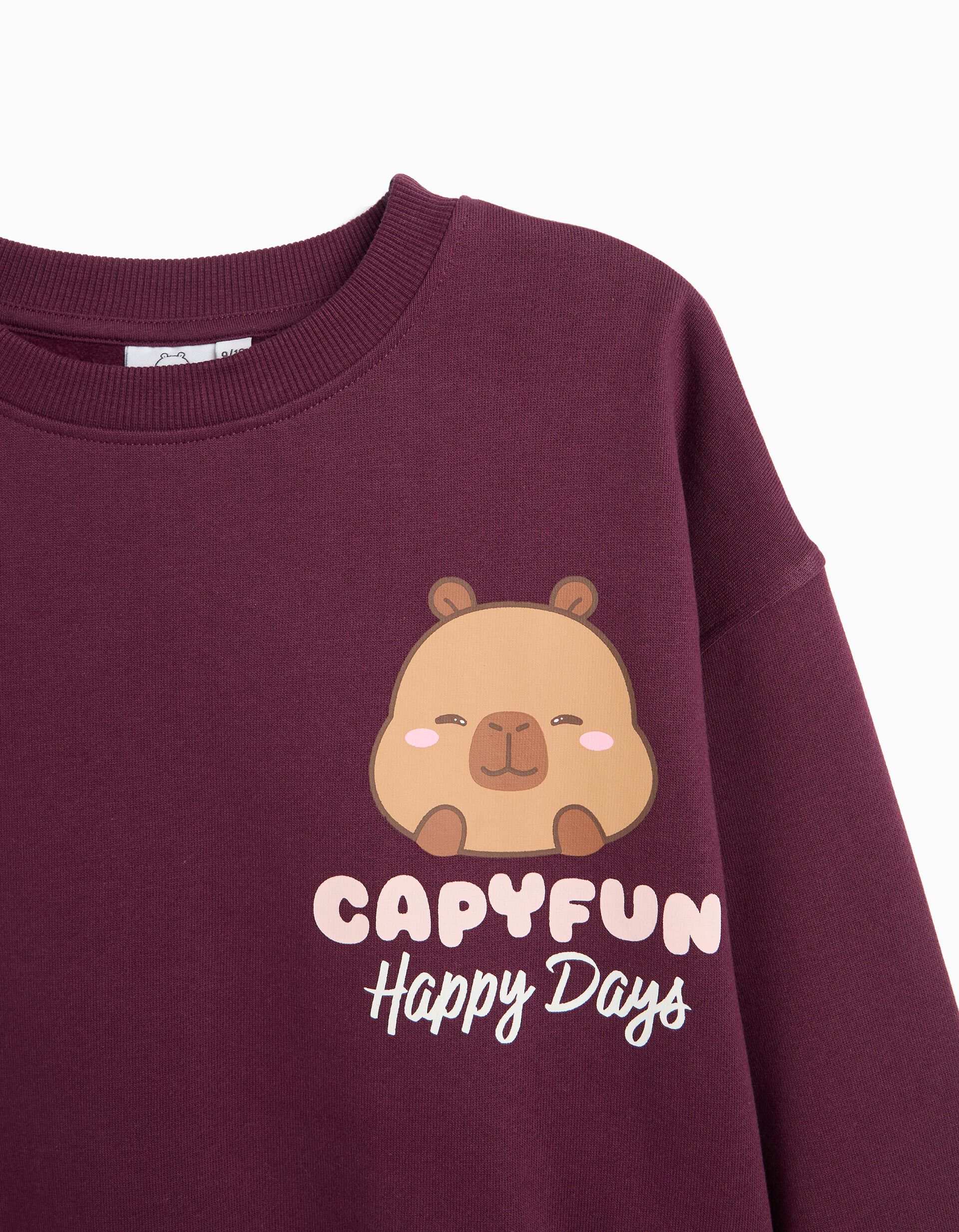 Comprar Online Sweatshirt 'Capybara' &copy;Capyfun, Menina, Vermelho Escuro
