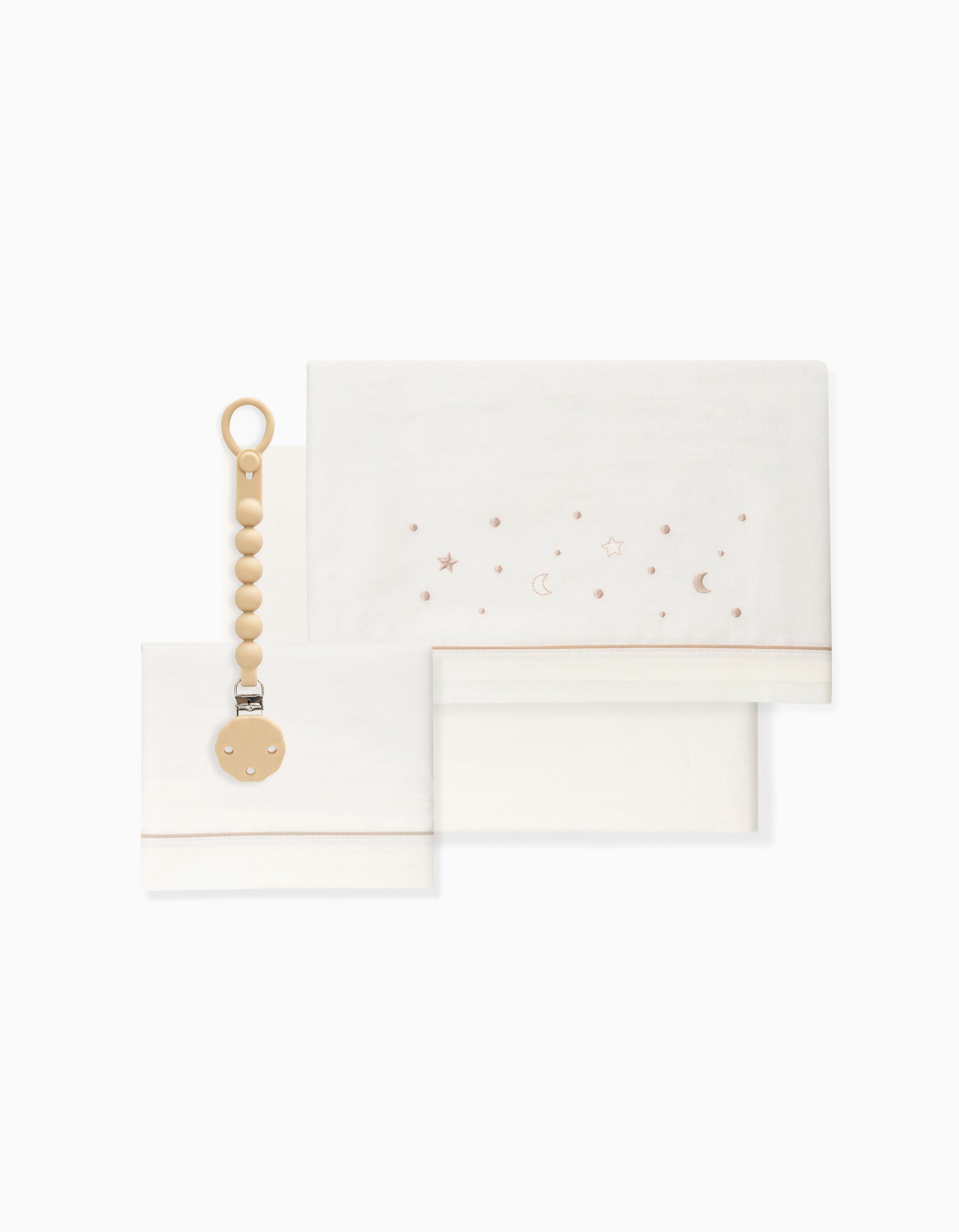 Comprar Online Conjunto de Len&ccedil;&oacute;is, 3 Pe&ccedil;as de Algod&atilde;o 'Stars' 60x120 cm, Beige