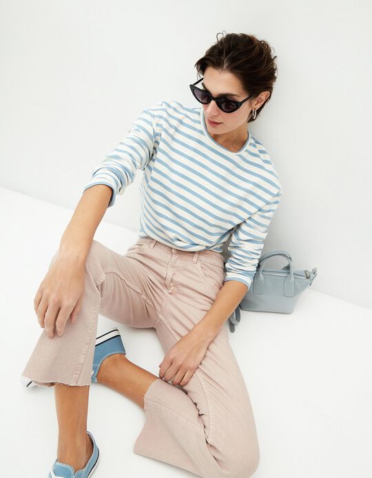 Comprar Online Camisola Riscas, Mulher, Azul Claro