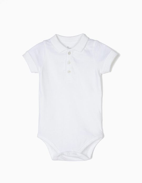 Body-Polo para Rec&eacute;m-Nascido, Branco