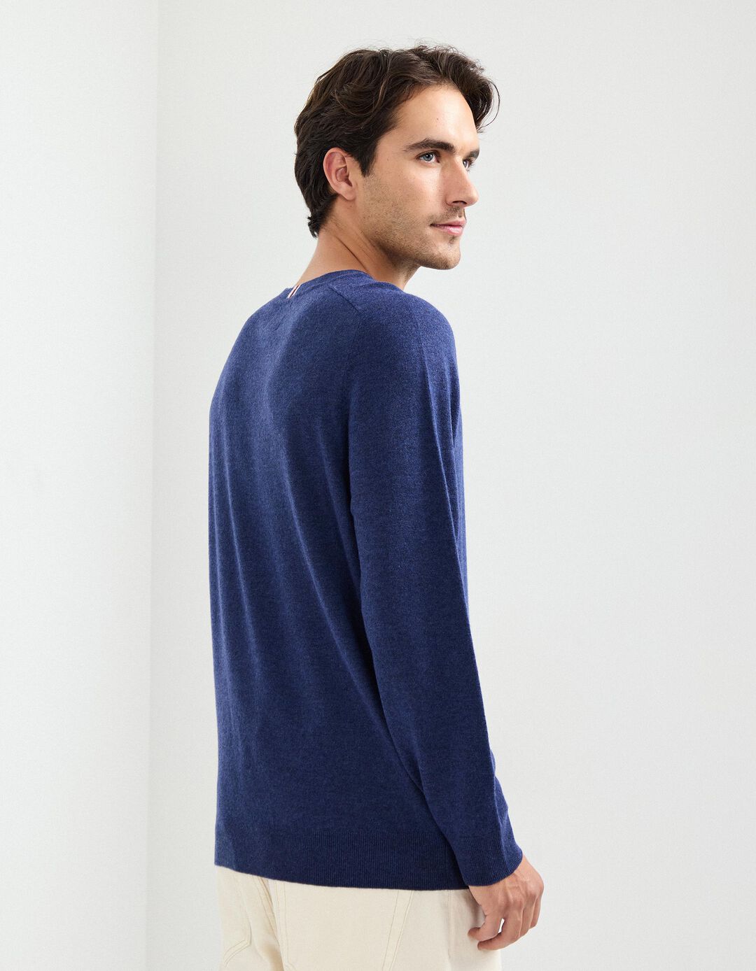 Camisola com Caxemira, Homem, Azul