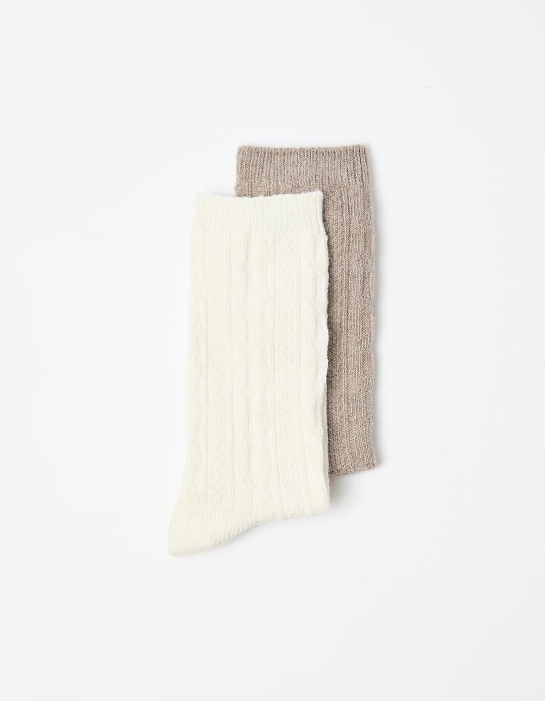 Pack 2 Pares de Meias com L&atilde;, Mulher, Castanho