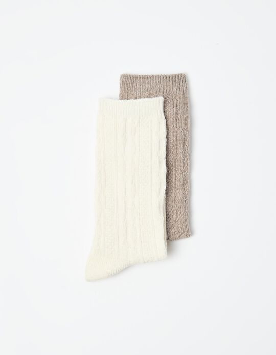 Comprar Online Pack 2 Pares de Meias com L&atilde;, Mulher, Castanho