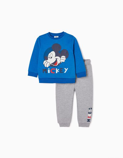 Cotton Tracksuit for Baby Boys 'Mickey', Blue/Grey