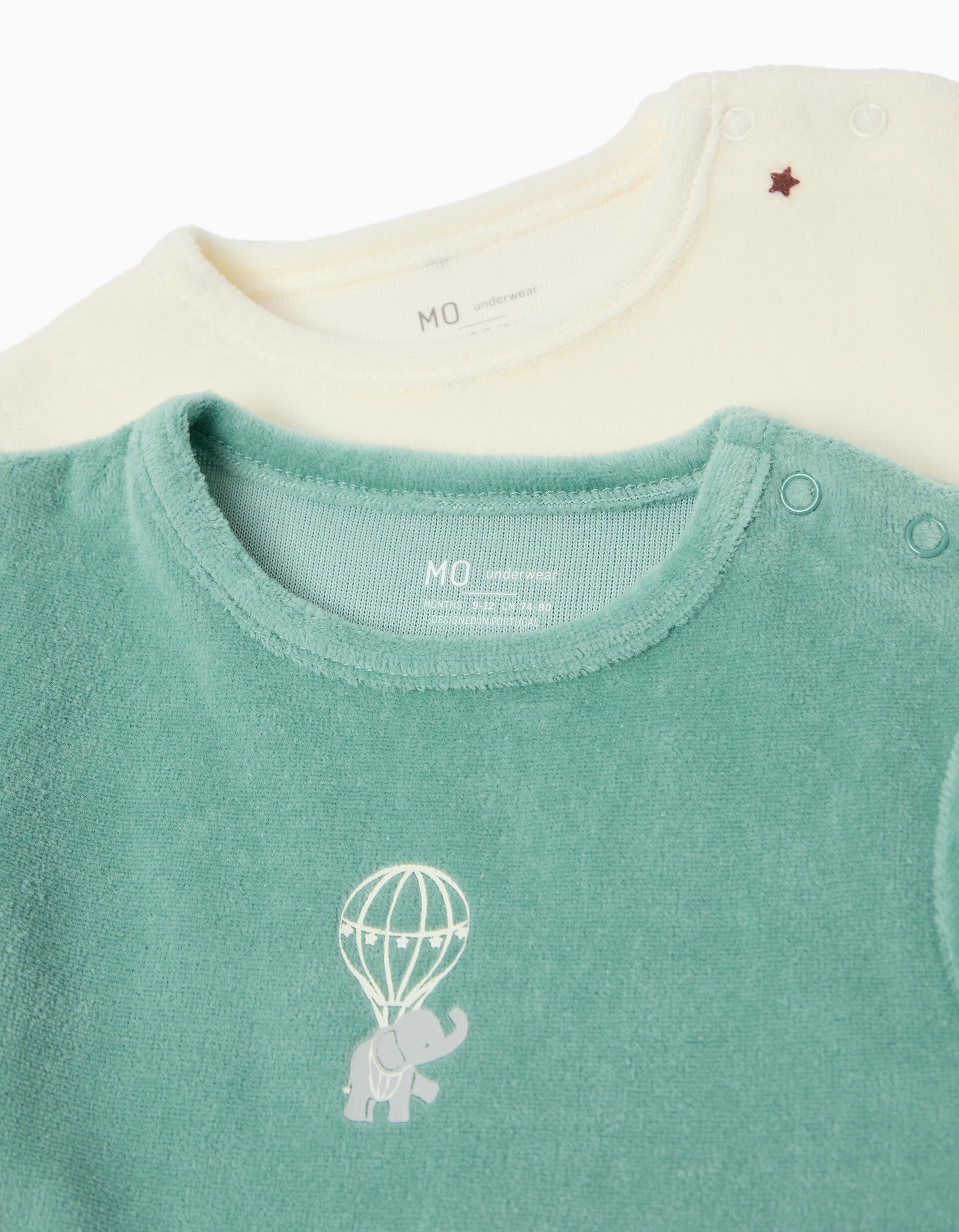 Comprar Online Pack 2 Babygrows Veludo, Rec&eacute;m-Nascido, Verde Escuro