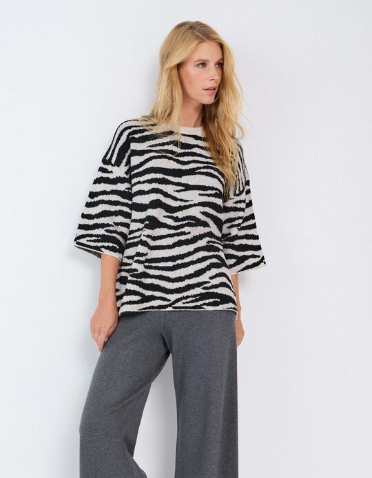 Comprar Online Camisola De Malha Animal Print, Mulher, Cru
