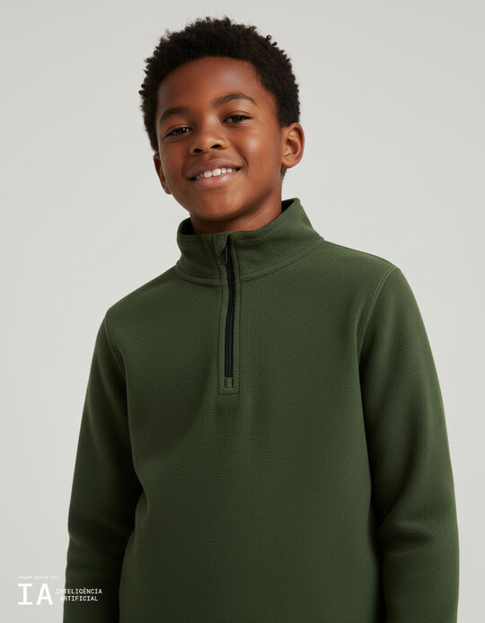 Comprar Online Camisola Polar com Fecho, Menino, Verde Escuro