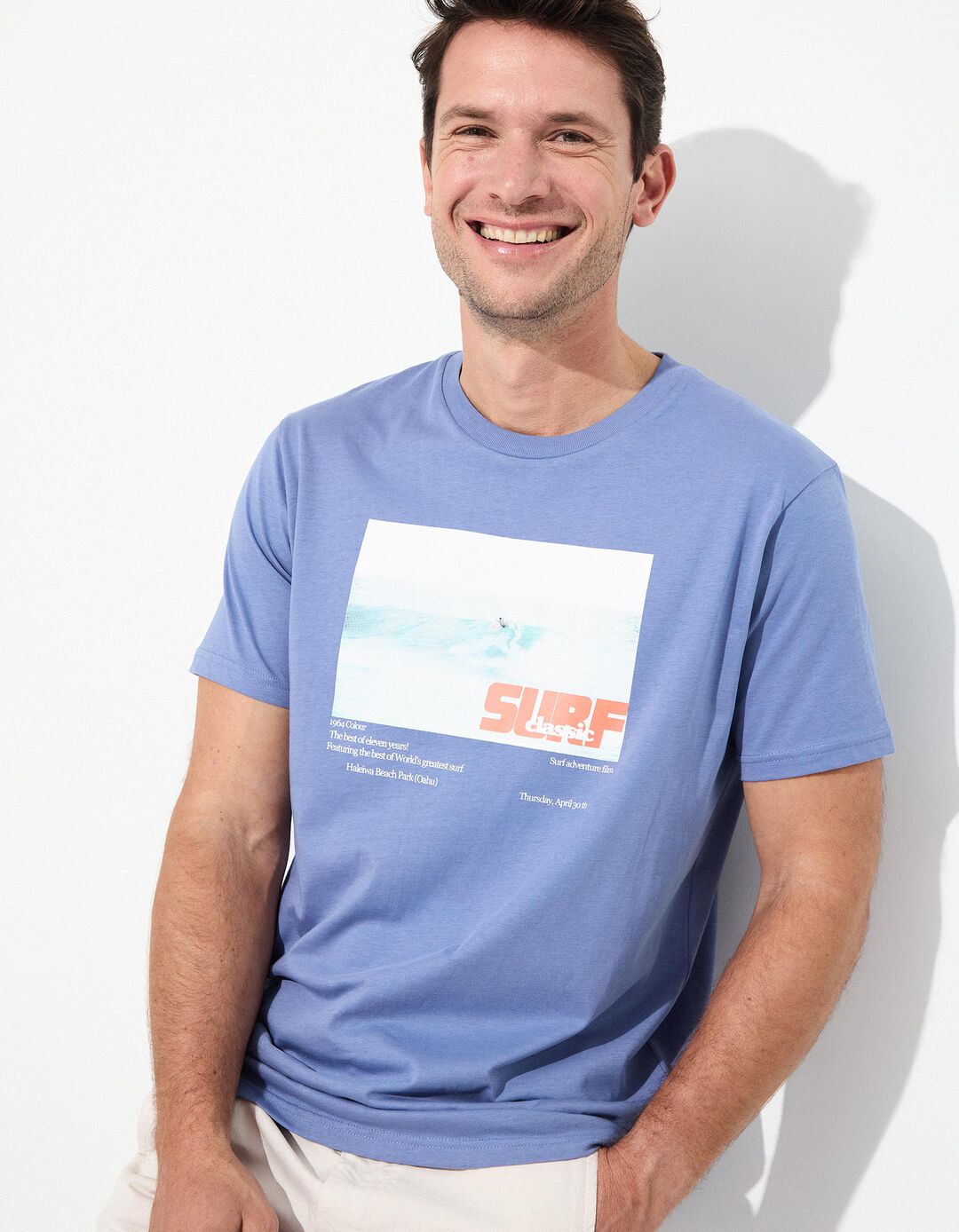 T-shirt Jersey Estampado, Homem, Azul 