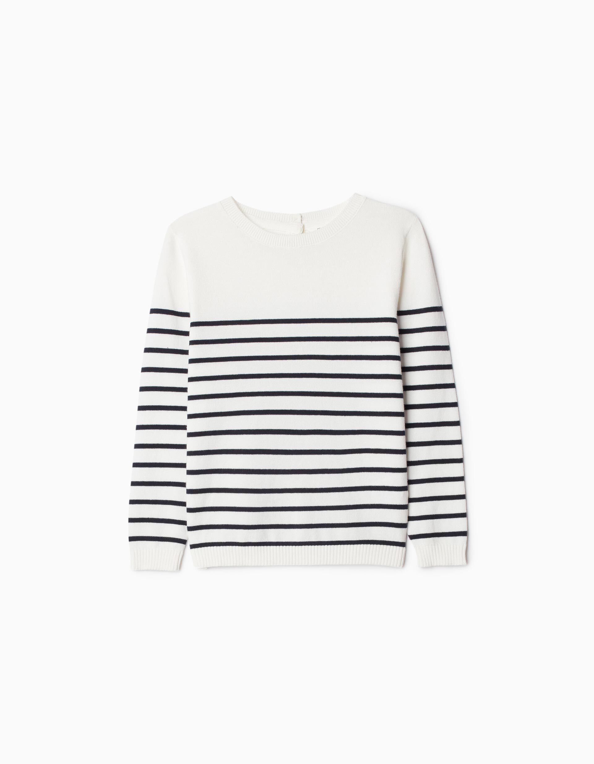 Comprar Online Camisola de Malha Riscas, Menina, Branco