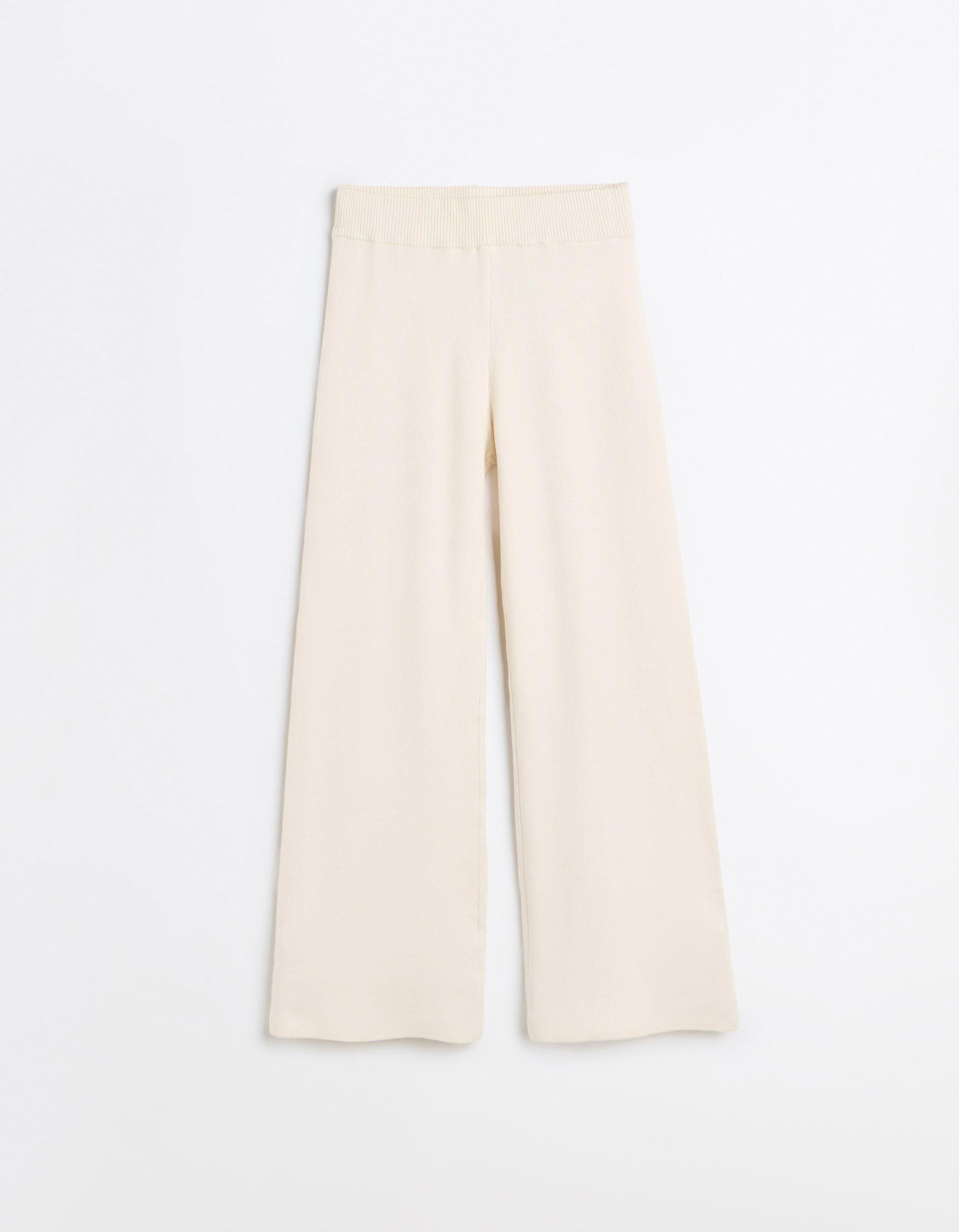 Comprar Online Cal&ccedil;as De Malha 'Wide Leg', Menina, Bege Claro