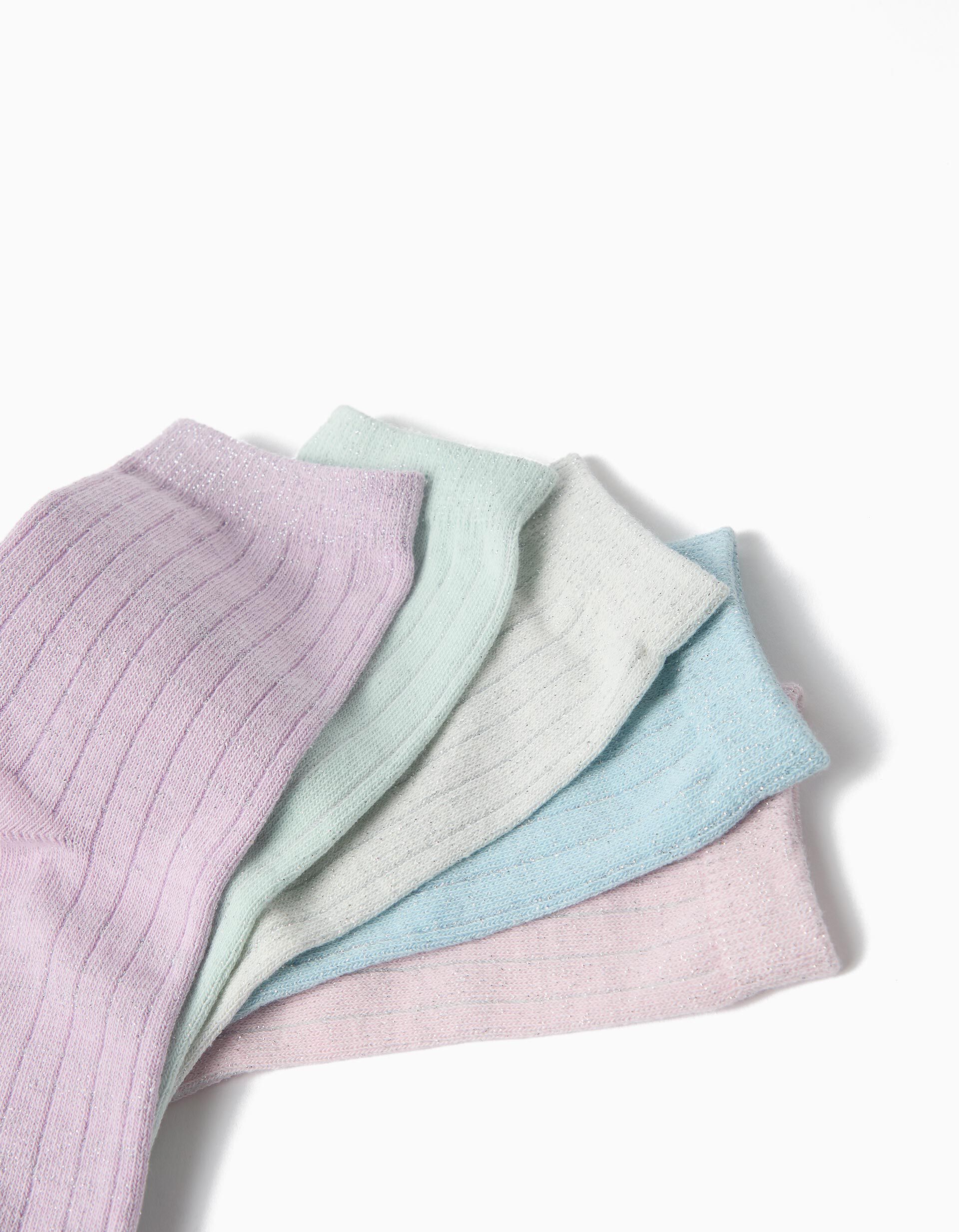Comprar Online Pack 5 Pares De Meias, Menina, Rosa Claro