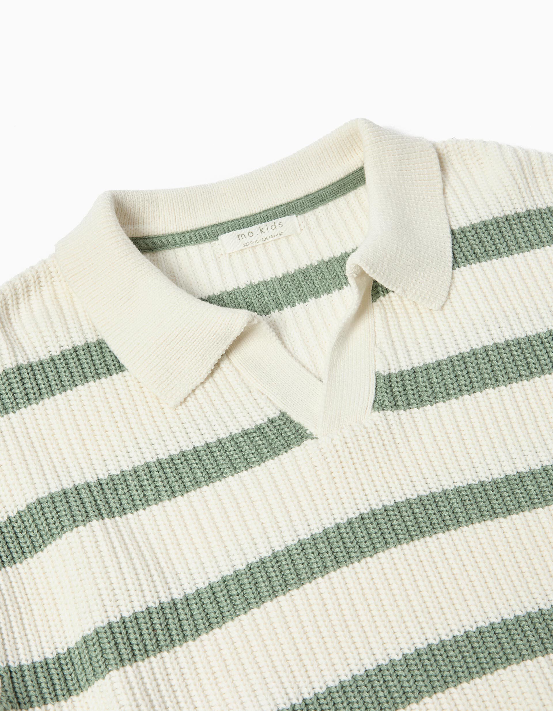 Comprar Online Camisola de Malha com Riscas, Menina, Verde