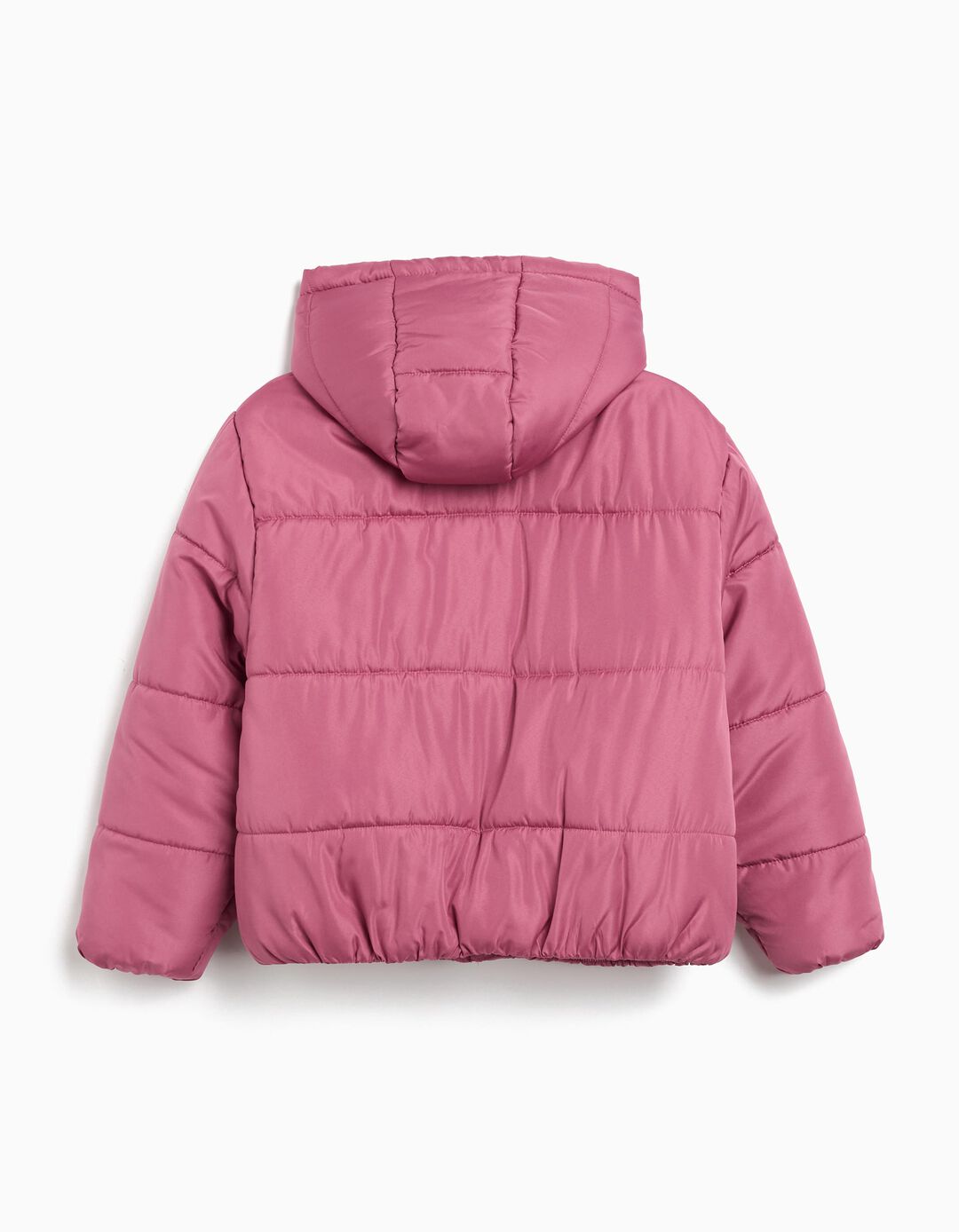 Casaco Acolchoado Capuz, Menina, Rosa Escuro