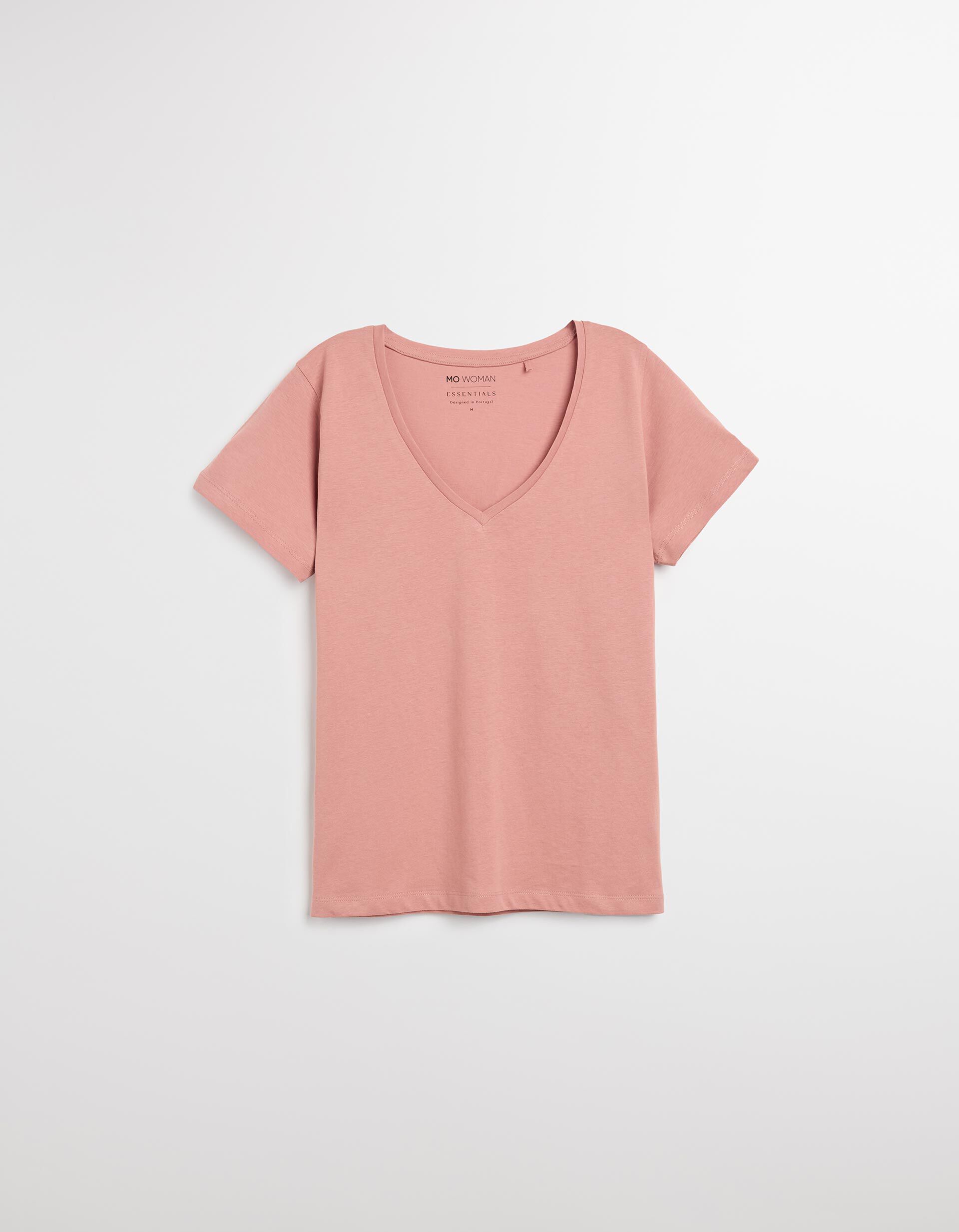 Comprar Online T-shirt Decote em V, Mulher, Rosa 