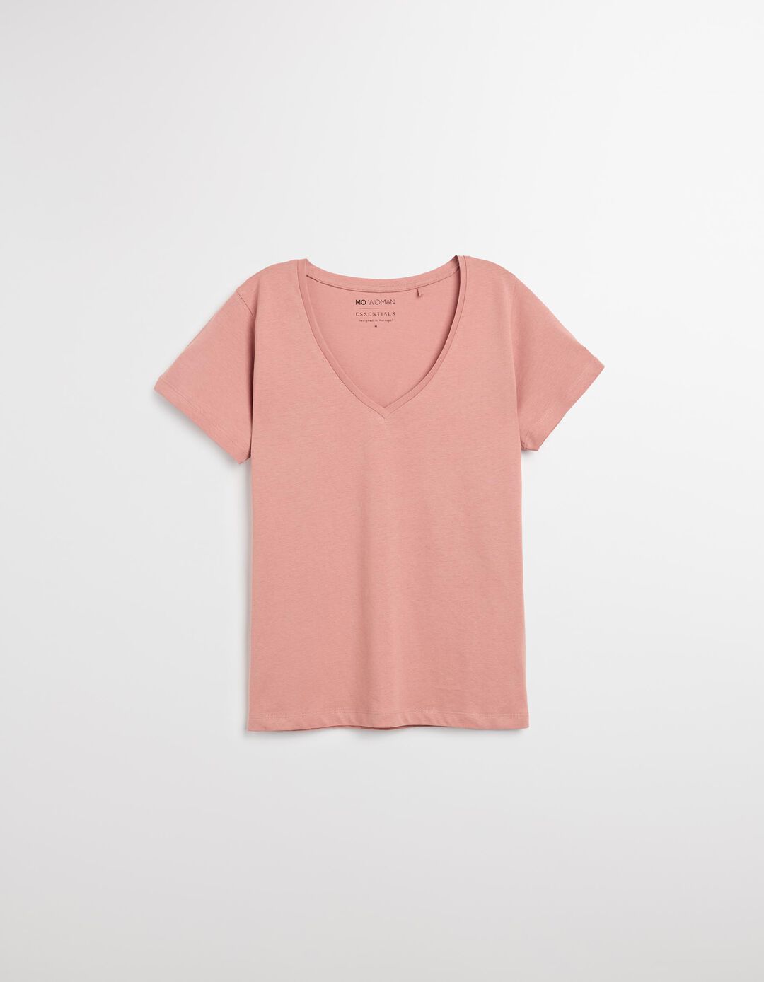 T-shirt Decote em V, Mulher, Rosa 