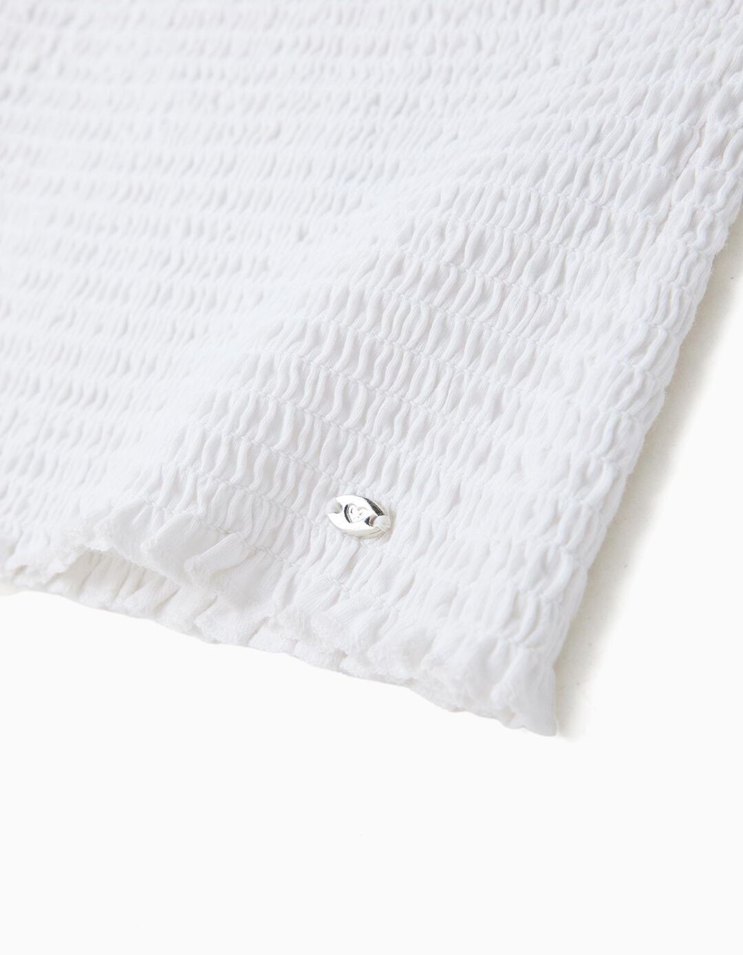 Top Franzido Smock, Menina, Branco