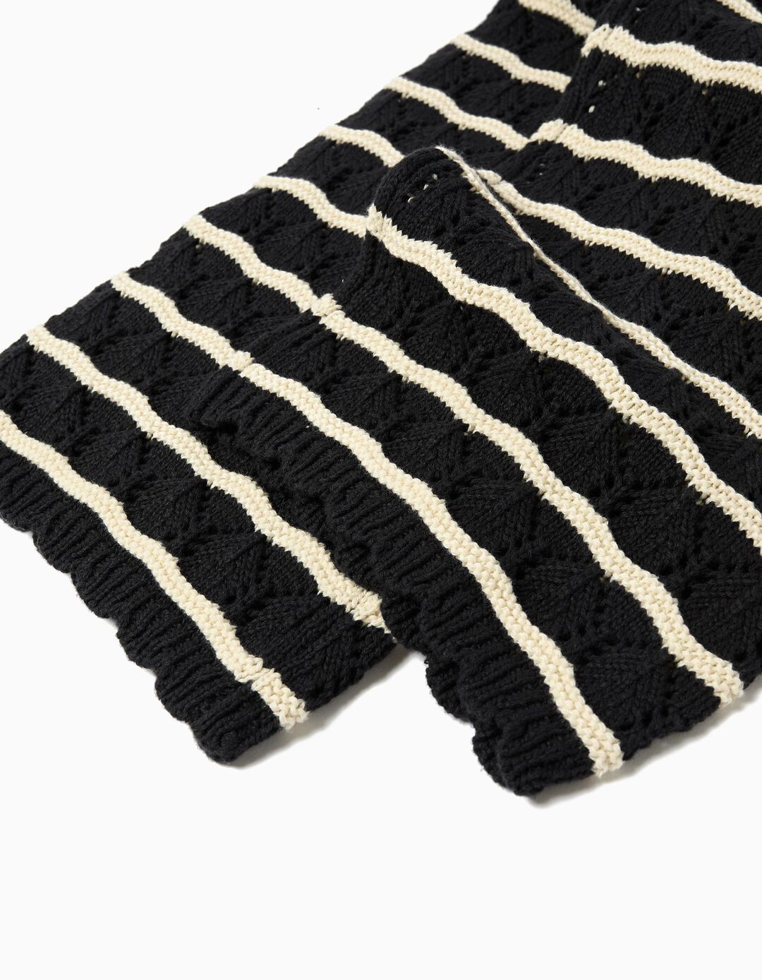 Calças Riscas em Crochet, Menina, Preto