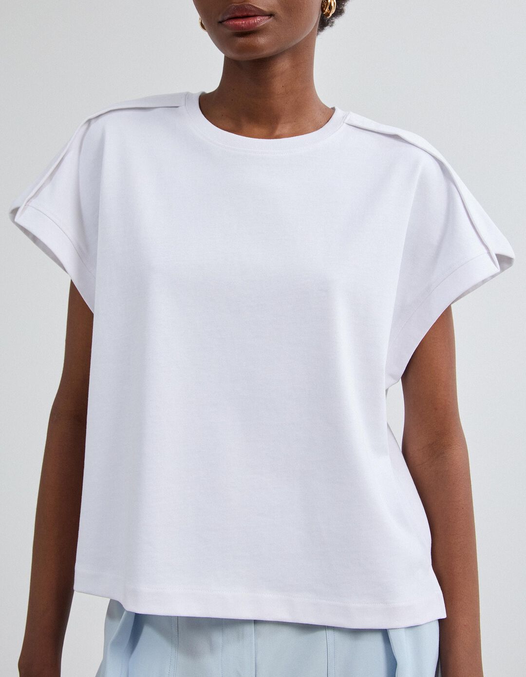 T-shirt Com Detalhe, Mulher, Branco