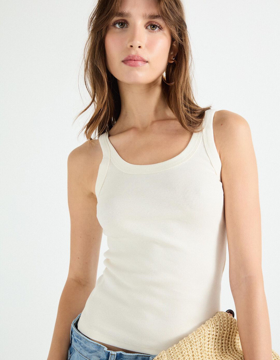 Tank Top, Mulher, Bege Claro 