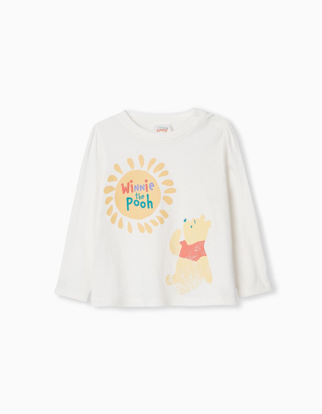 T-shirt de Manga Comprida 'Winnie the Pooh', Recém-nascida, Branco