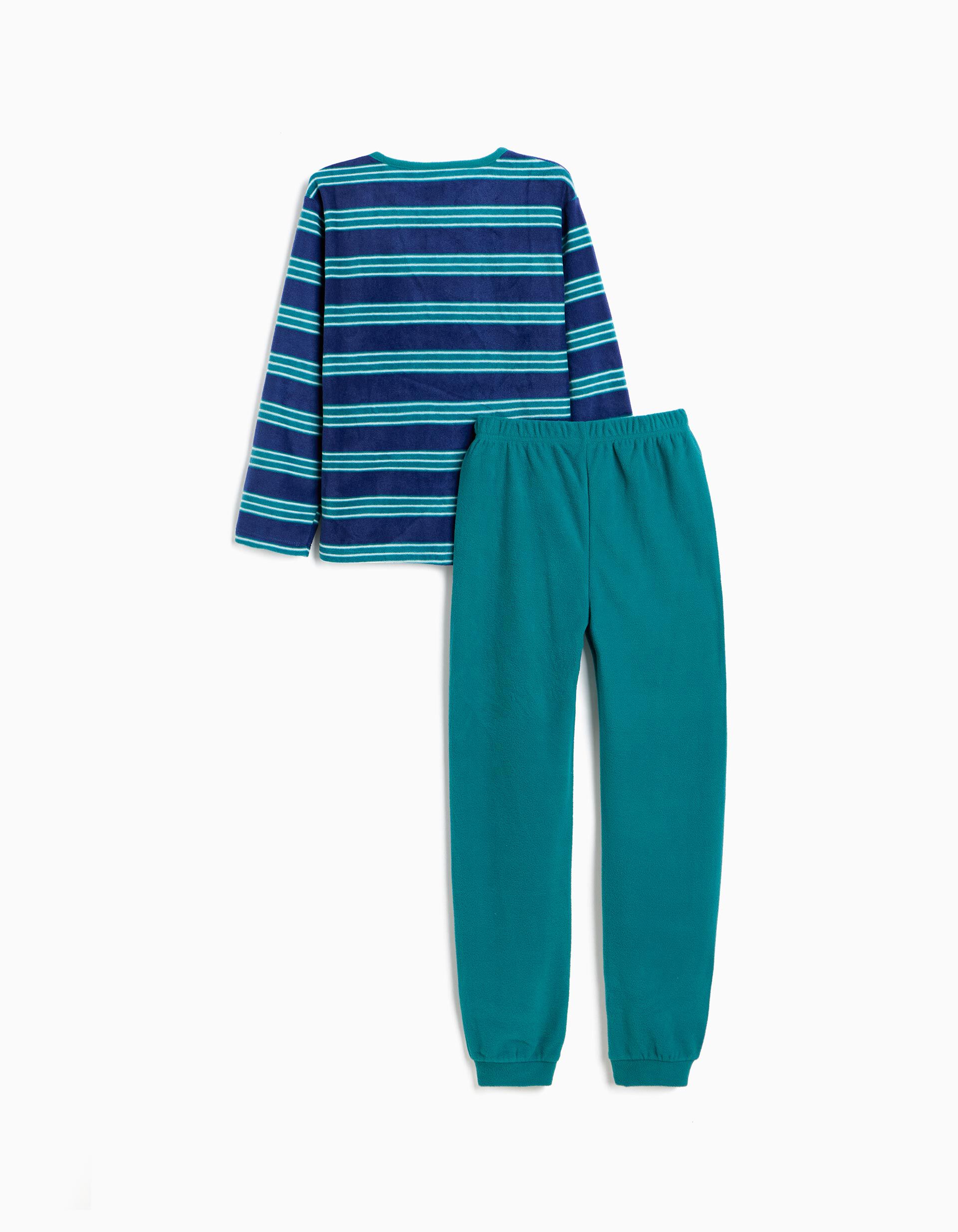 Comprar Online Pijama Polar &Agrave;s Riscas, Menino, Verde Escuro