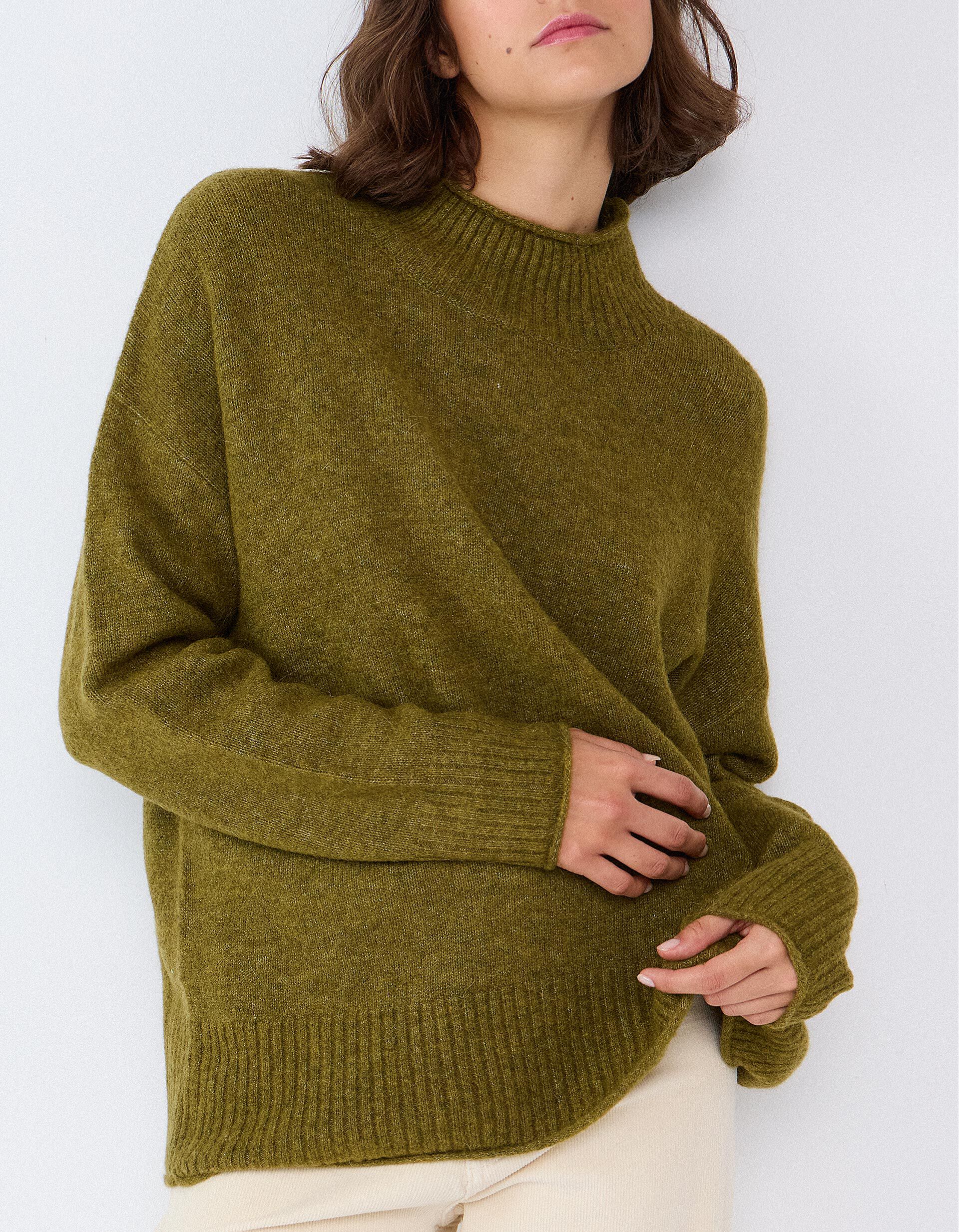 Comprar Online Camisola Em Mistura De L&atilde; E Alpaca, Mulher, Verde