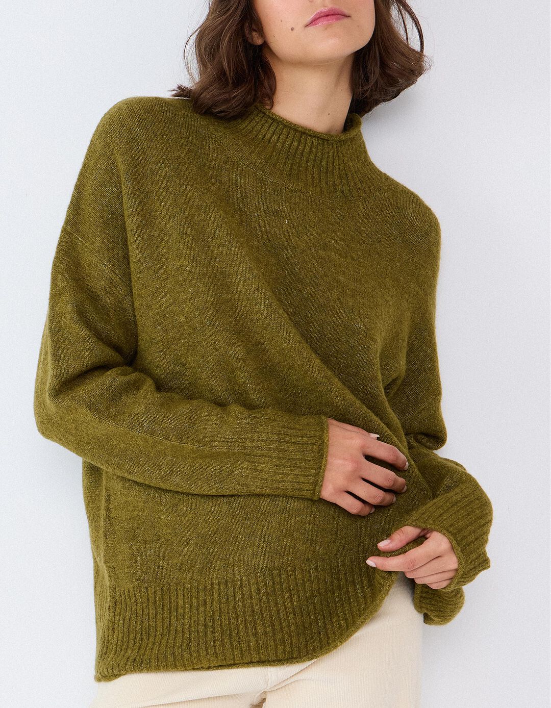 Camisola Em Mistura De L&atilde; E Alpaca, Mulher, Verde