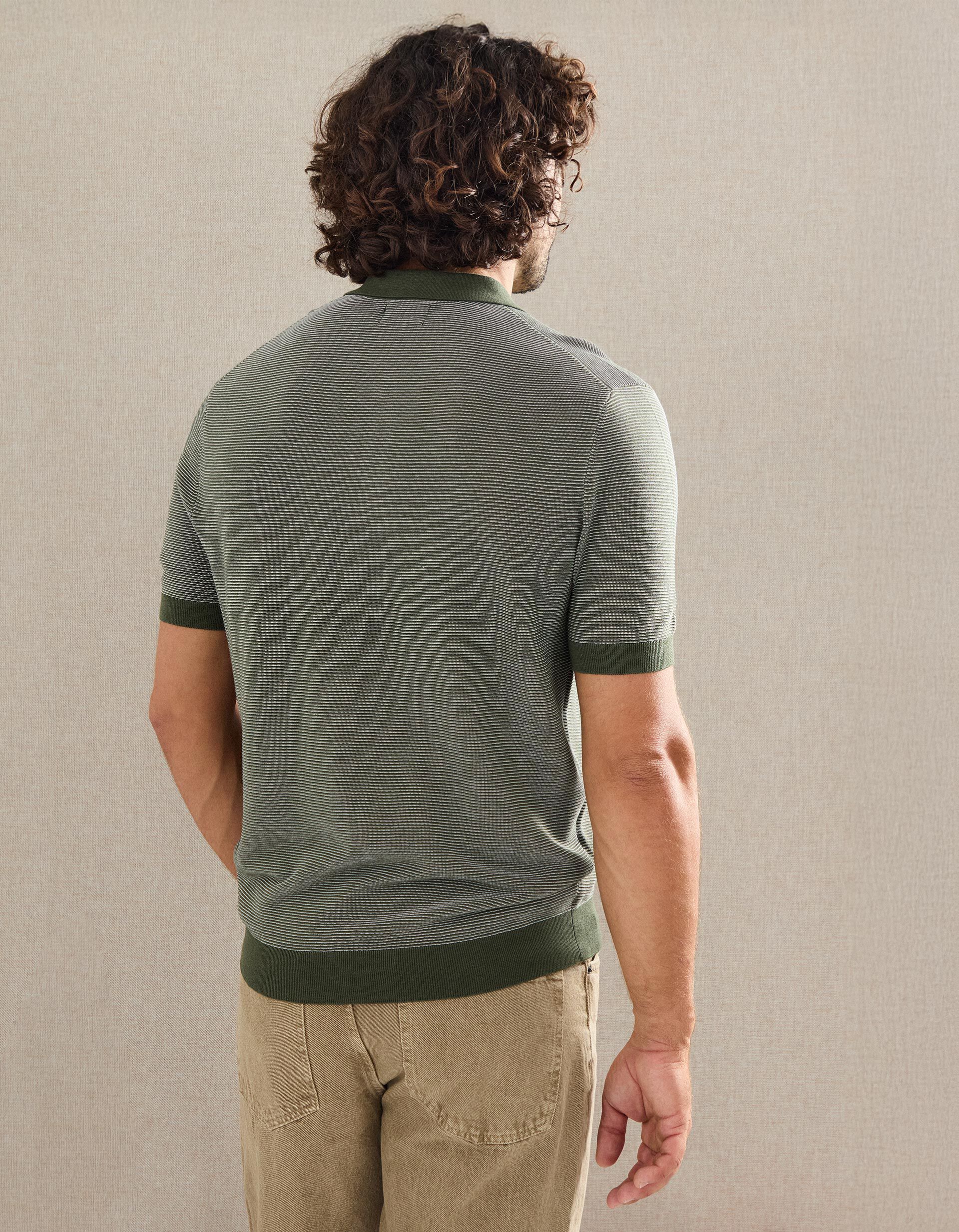 Comprar Online Polo de Malha com Riscas, Homem, Verde Escuro 