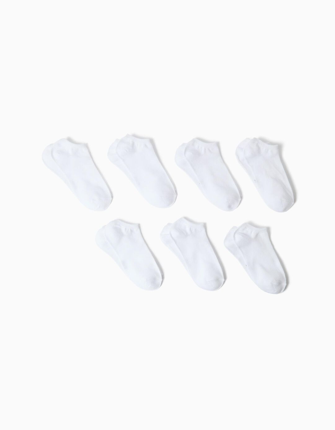 Pack 7 Pares de Meias Tornozelo, Crian&ccedil;a, Branco
