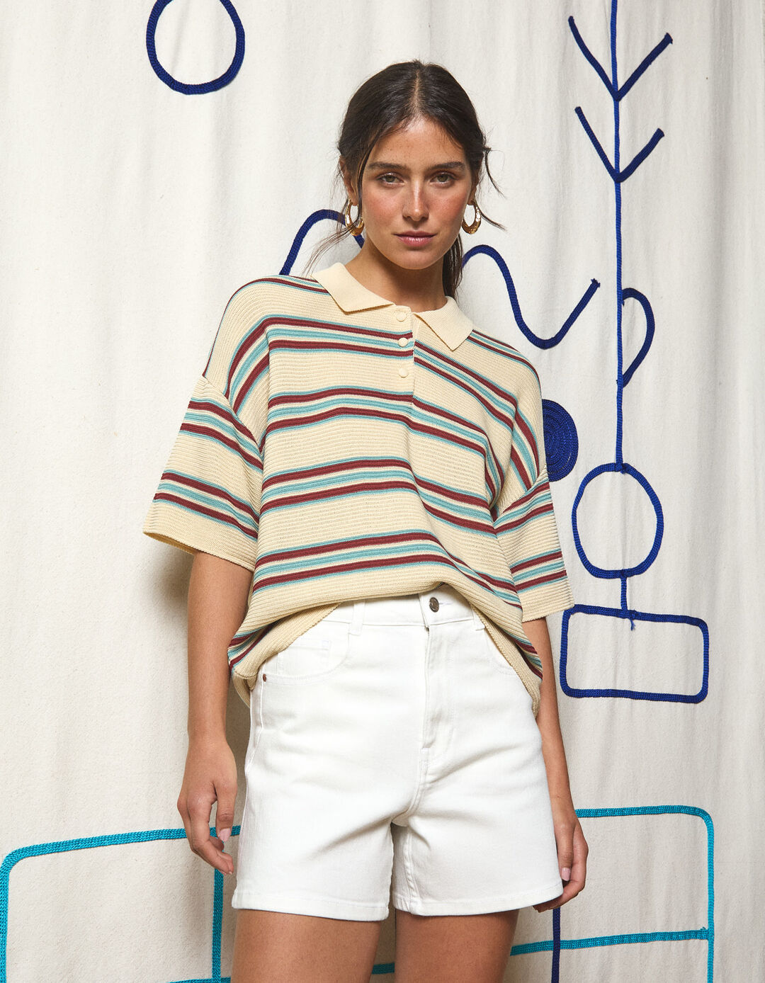 Polo de Malha, Mulher, Bege 