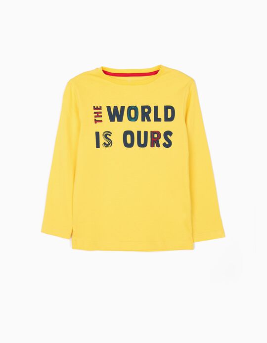 T-shirt de Manga Comprida para Menino 'Break Rules', Amarelo