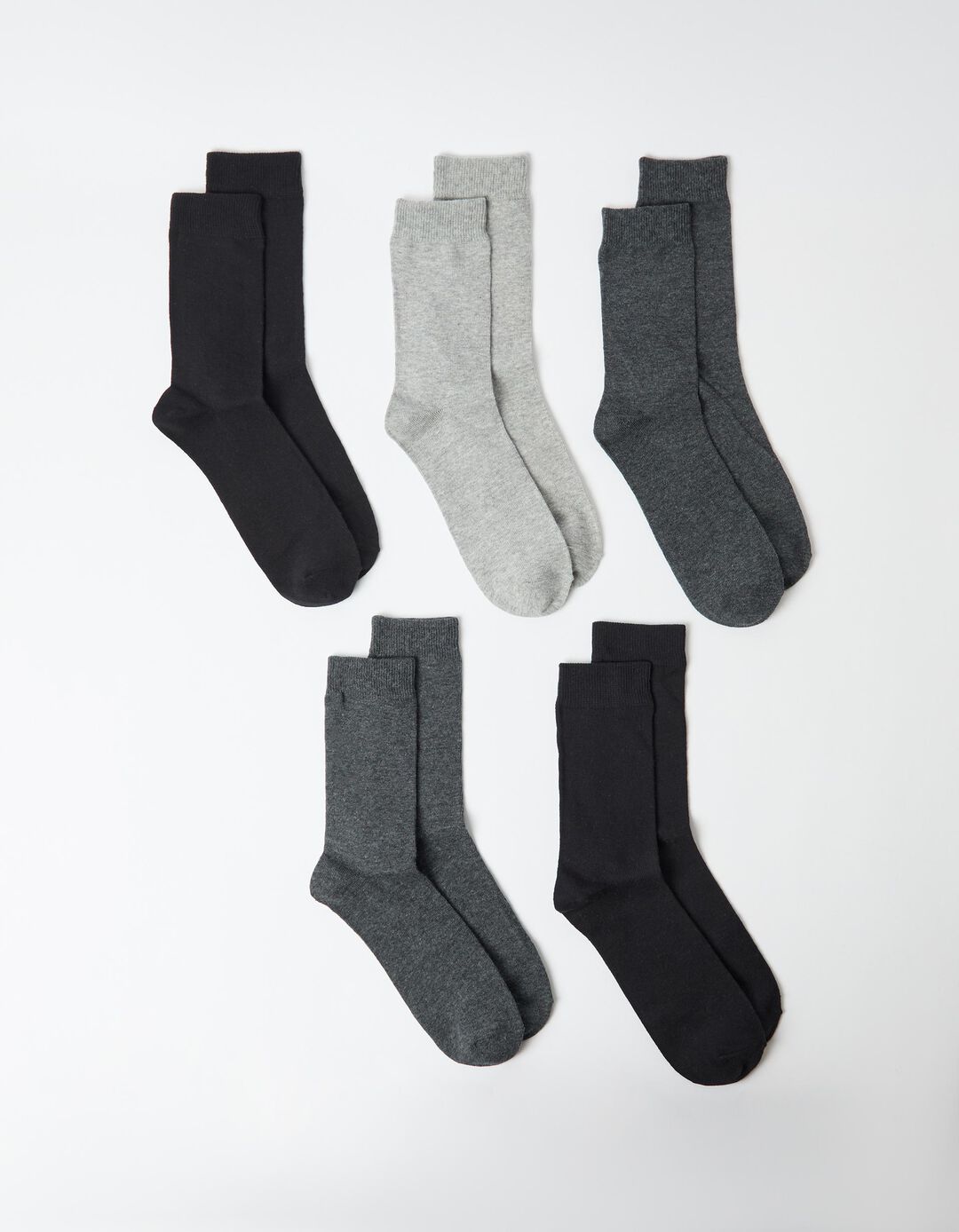 Pack 5 Pares de Meias Lisas, Homem, Cinzento Escuro