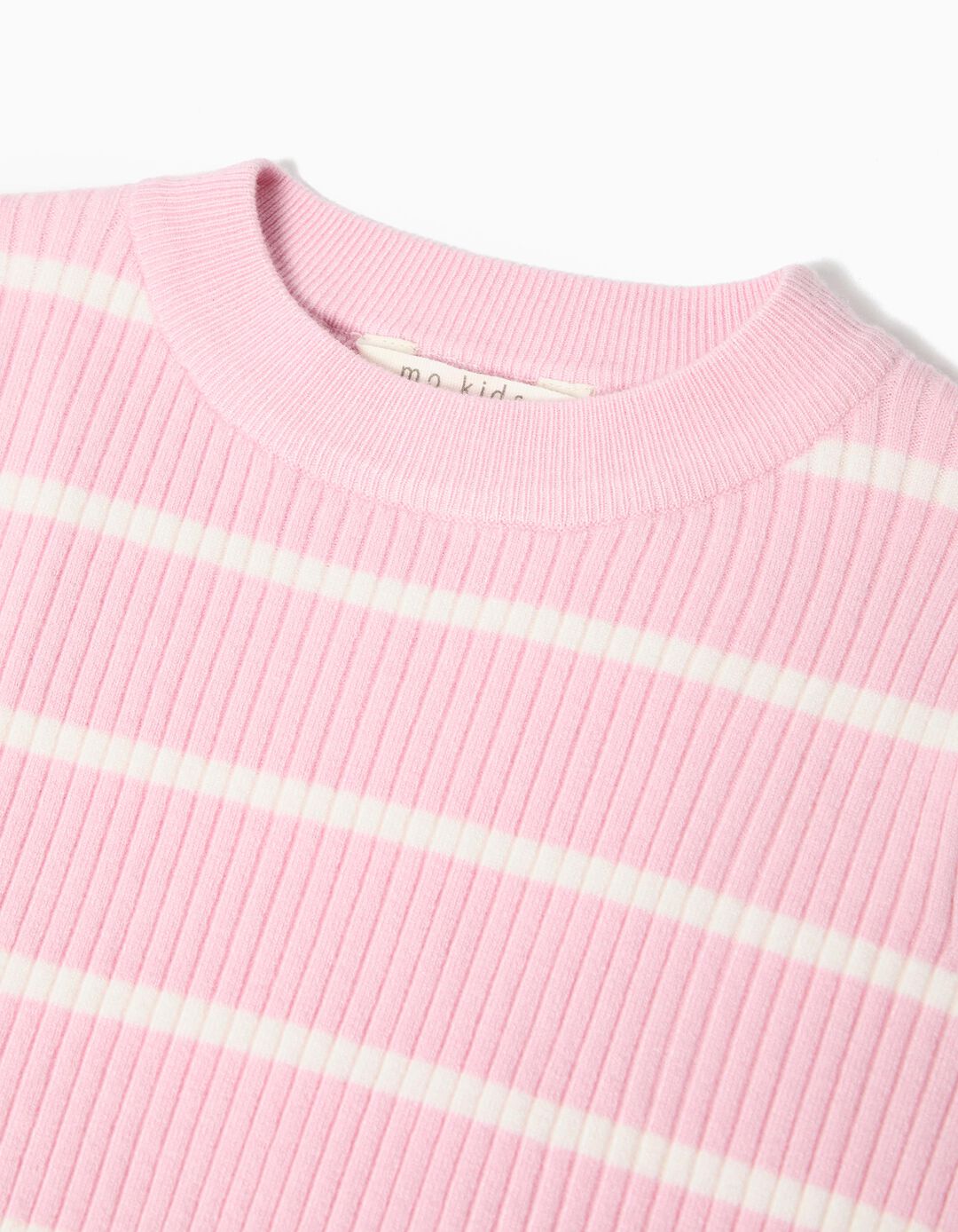 Camisola de Malha Riscas, Menina, Rosa Claro