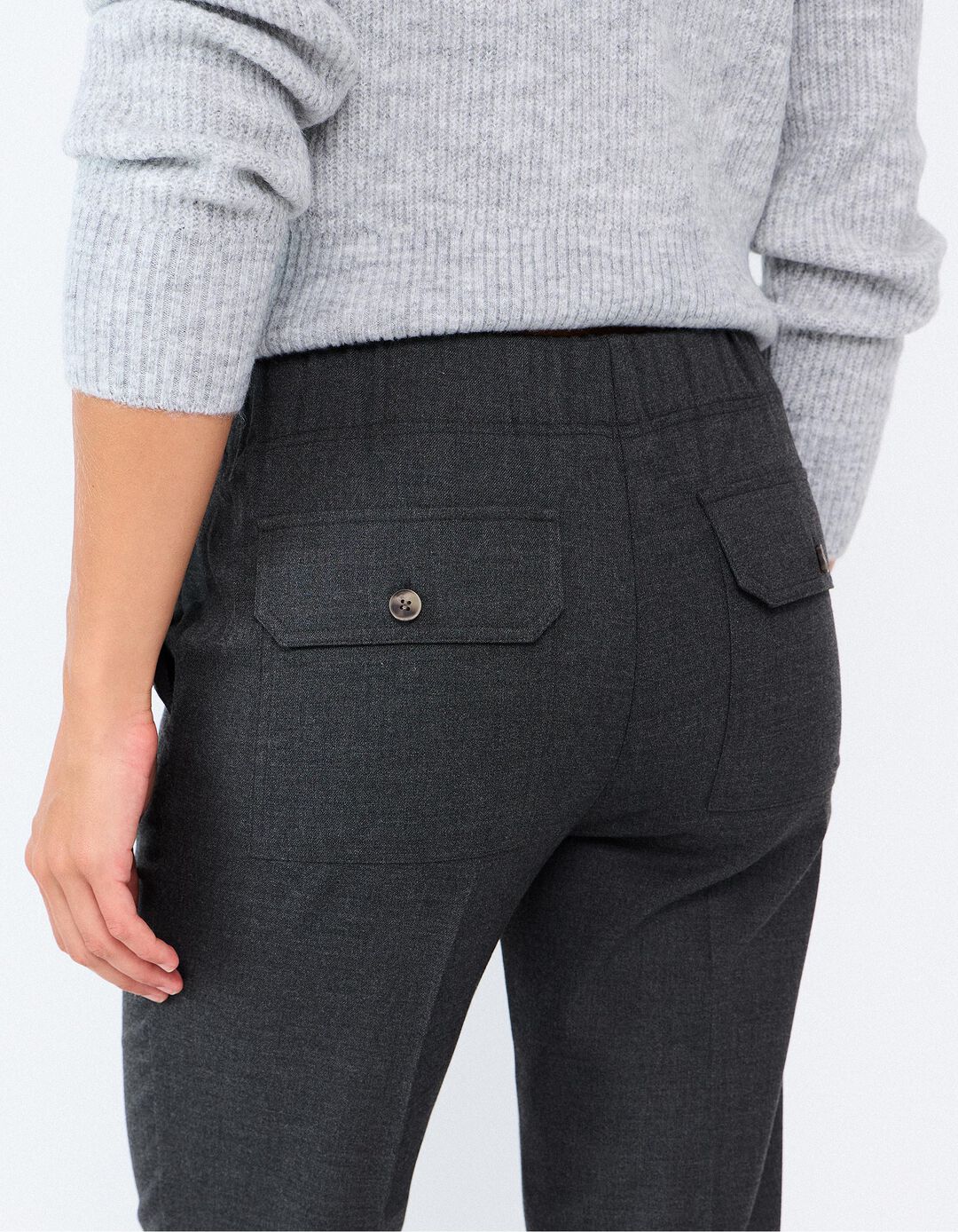Cal&ccedil;as Com Cintura El&aacute;stica, Mulher, Cinzento Escuro